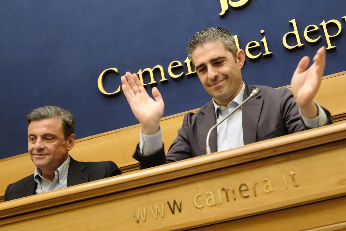 Carlo Calenda accoglie in Azione Federico Pizzarotti ex presidente di +europa, conferenza stampa tenutasi presso la Camera dei Deputati a Roma (LaPresse) , LAPRESSE