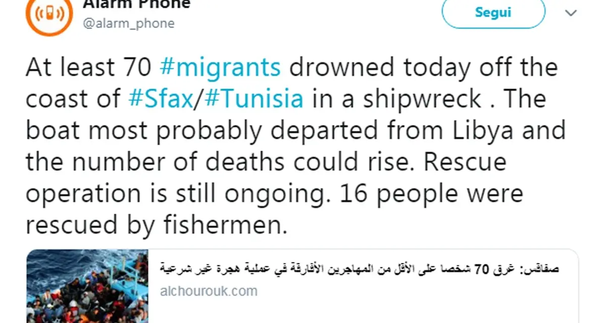 Nuovo naufragio nel Mediterraneo: almeno 70 le vittime