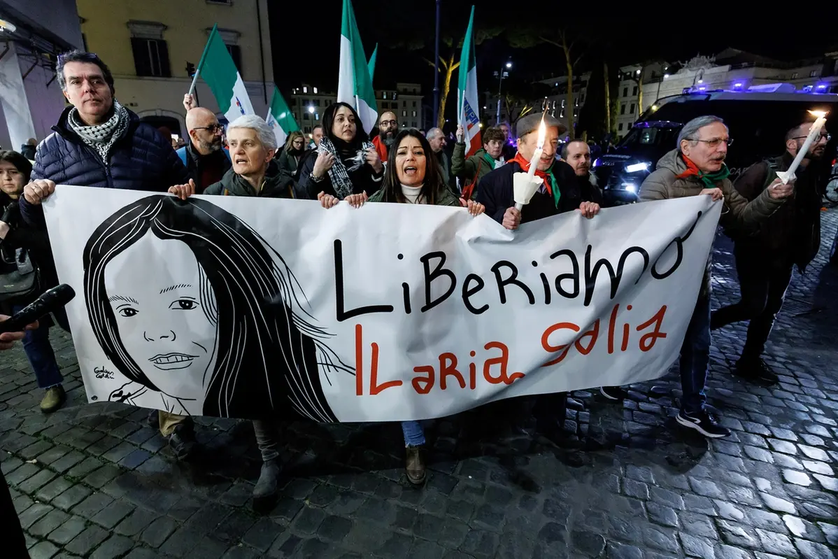 Fiaccolata per liberazione di Ilaria Salis, detenuta in carcere in Ungheria (LaPresse) , LAPRESSE