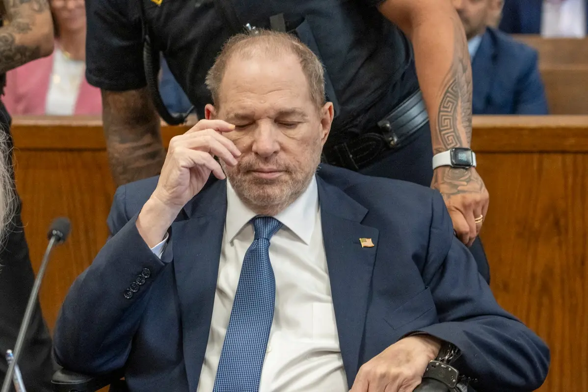 Harvey Weinstein appears at Manhattan criminal court for a preliminary hearing on Wednesday, May 1, 2024 in New York.  Weinstein made first appearance since his 2020 rape conviction was overturned by an appeals court last week.  (Steven Hirsch/New York Post via AP, Pool) Associated Press / LaPresseOnly italy and spain