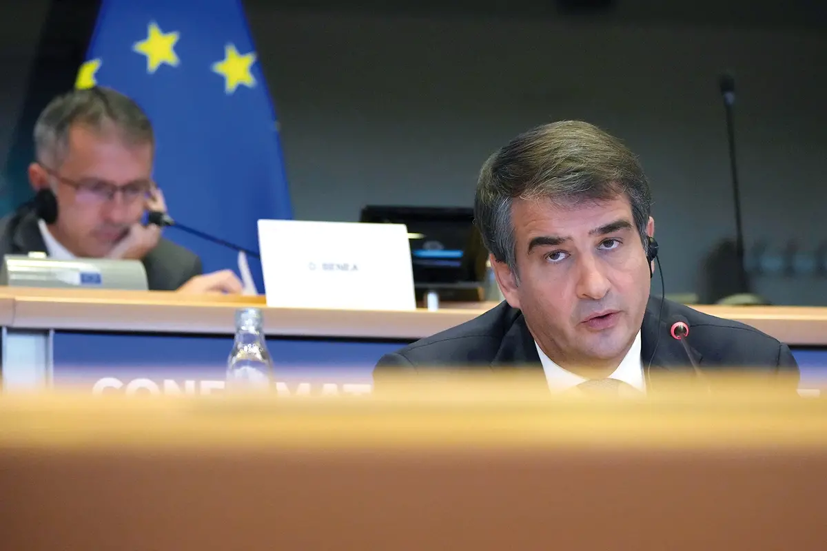 Italy\\'s Raffaele Fitto, nominee for European Commissioner Executive Vice-President for Cohesion and Reforms, speaks during his hearing at the European Parliament in Brussels on Tuesday, Nov. 12, 2024. (AP Photo/Virginia Mayo) Associated Press / LaPresse Only italy and Spain , Associated Press / LaPresse