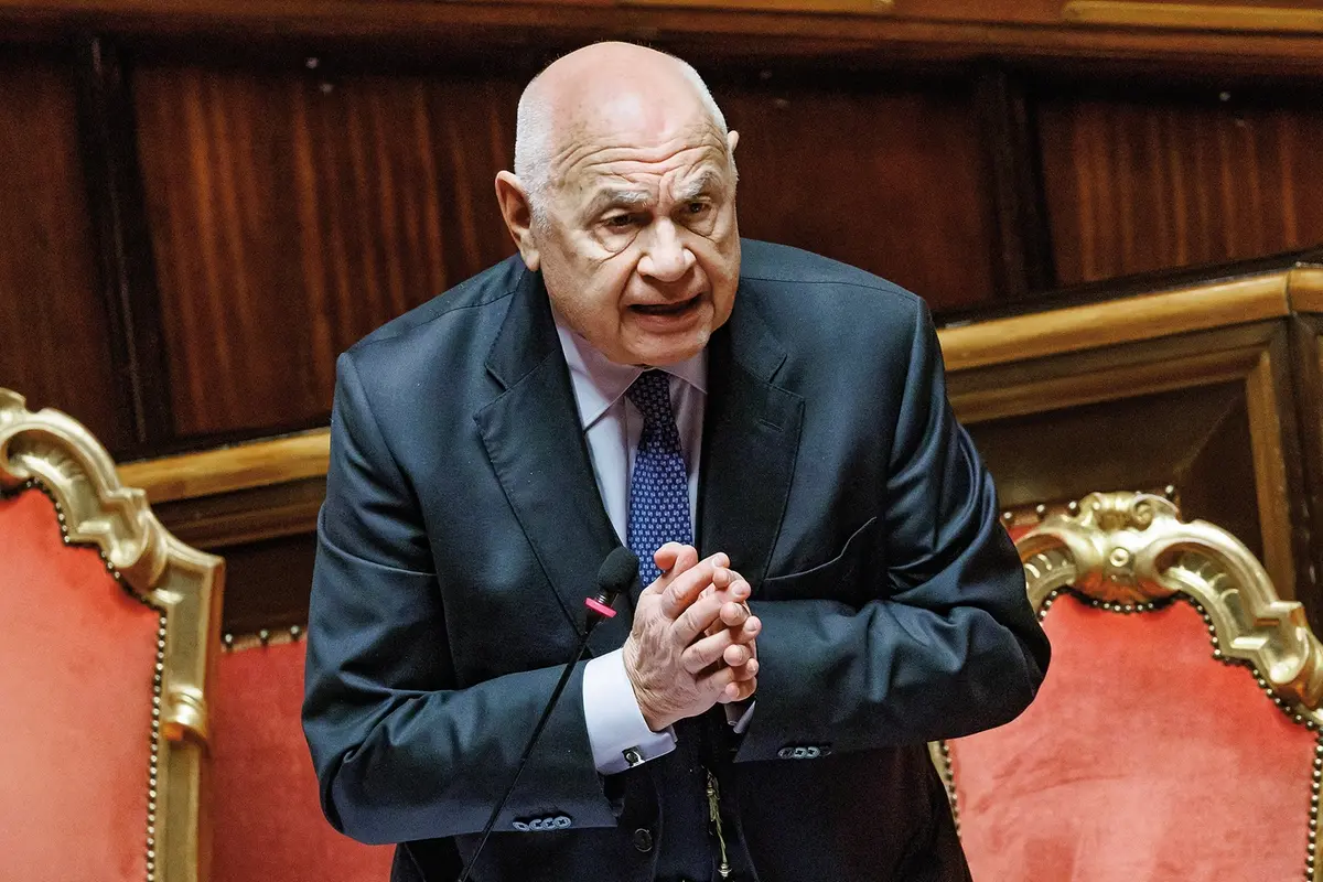 Il ministro Carlo Nordio nell\\u2019aula del Senato durante la relazione sull\\'amministrazione della giustizia , LaPresse 