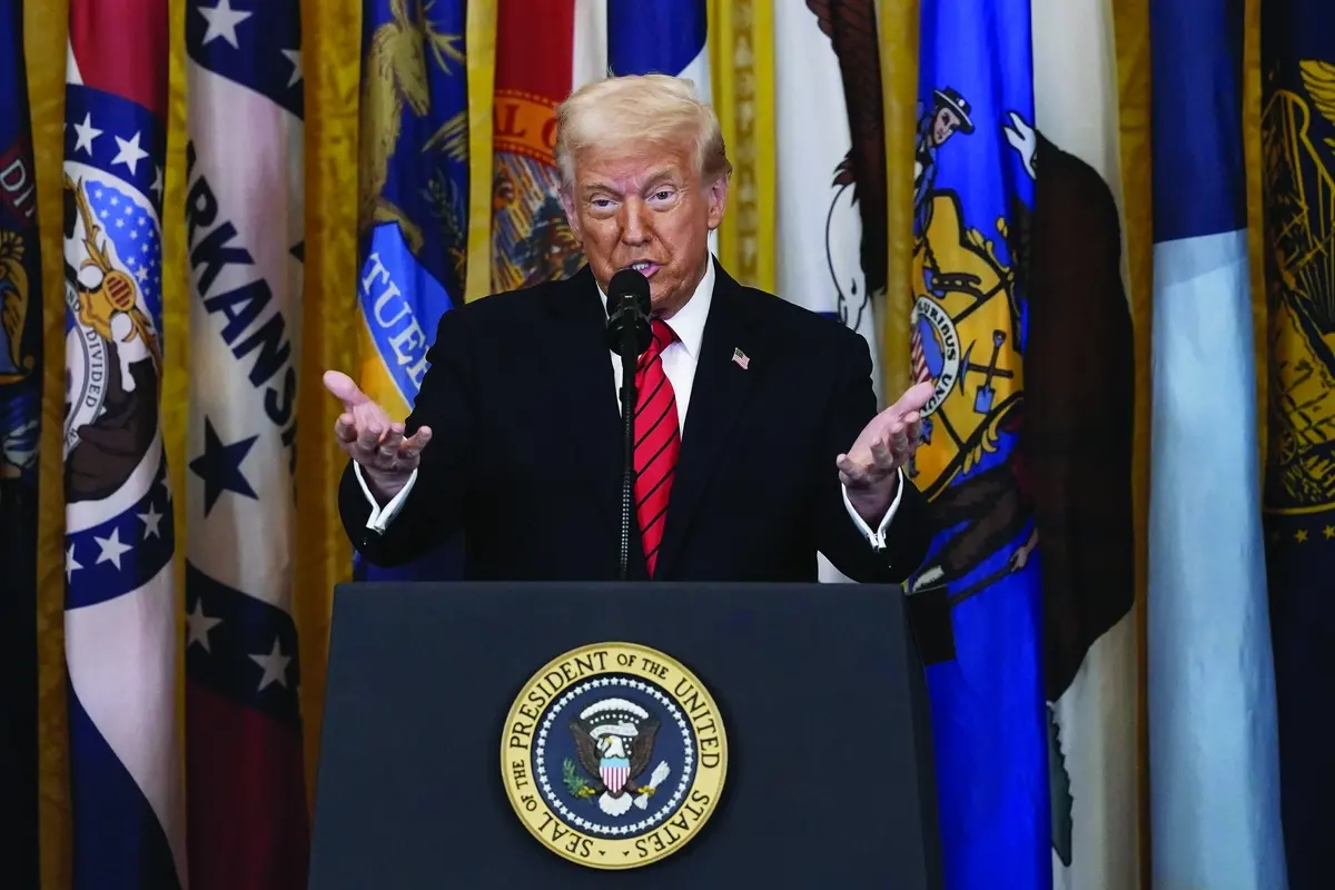 President Donald Trump speaks at an education event and executive order signing in the East Room of the White House in Washington, Thursday, March 20, 2025. (AP Photo/Jose Luis Magana) , AP