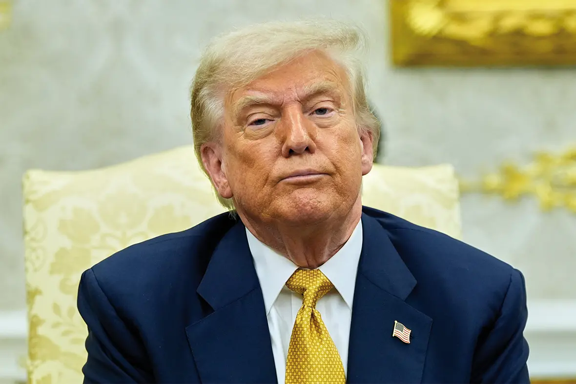 President Donald Trump listens during a meeting with Bahrain\\'s Crown Prince Salman bin Hamad Al Khalifa in the Oval Office of the White House, Wednesday, July 16, 2025, in Washington. (AP Photo/Alex Brandon) , APN