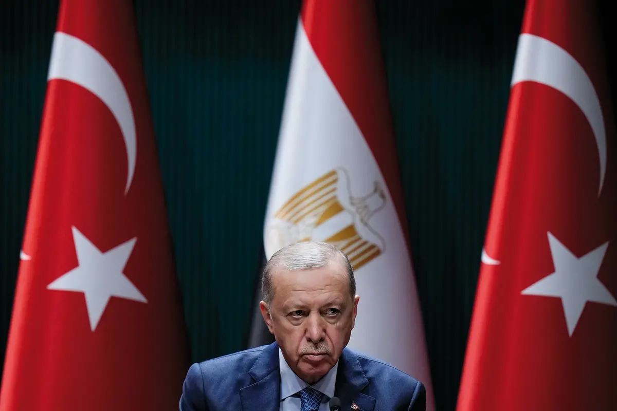 Turkish President Recep Tayyip Erdogan attends a joint bilateral signature agreements ceremony with Egyptian President Abdel Fattah el-Sissi at the Presidential palace in Ankara, Wednesday, Sept. 4, 2024. (AP Photo/Francisco Seco) , AP