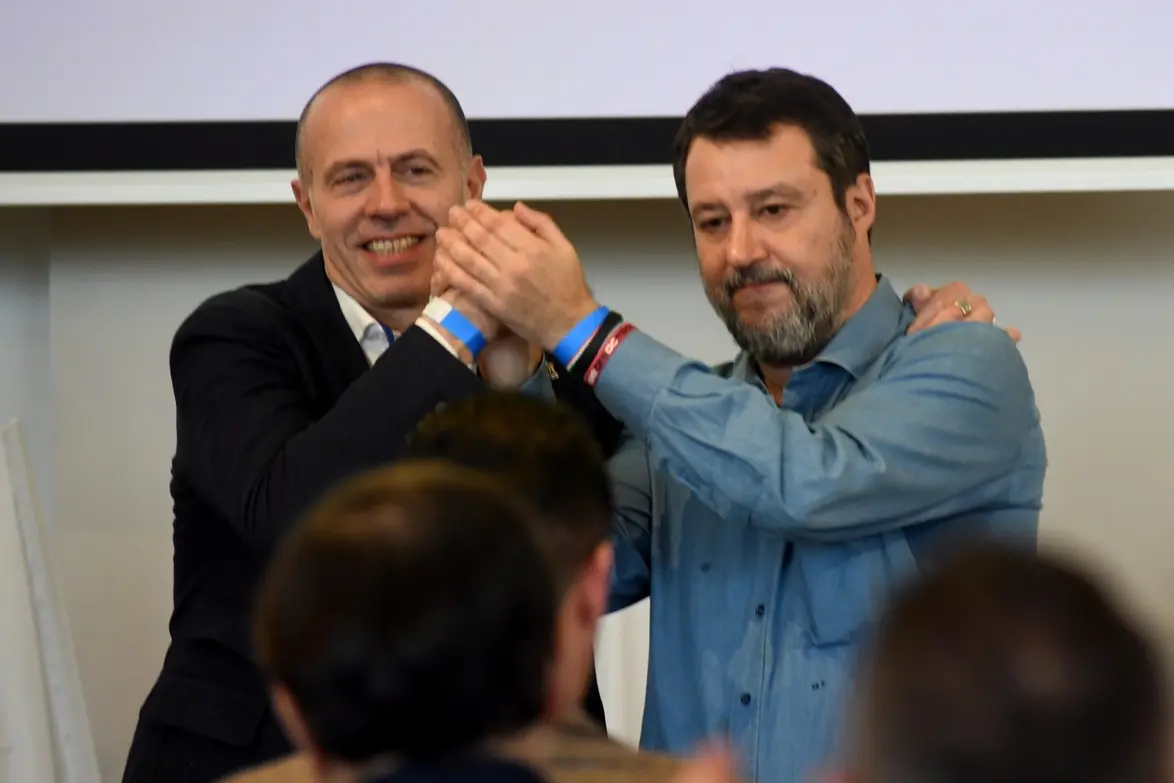 MASSIMILIANO ROMEO SEGRETARIO LEGA LOMBARDA MATTEO SALVINI SEGRETARIO FEDERALE LEGA , IMAGOECONOMICA