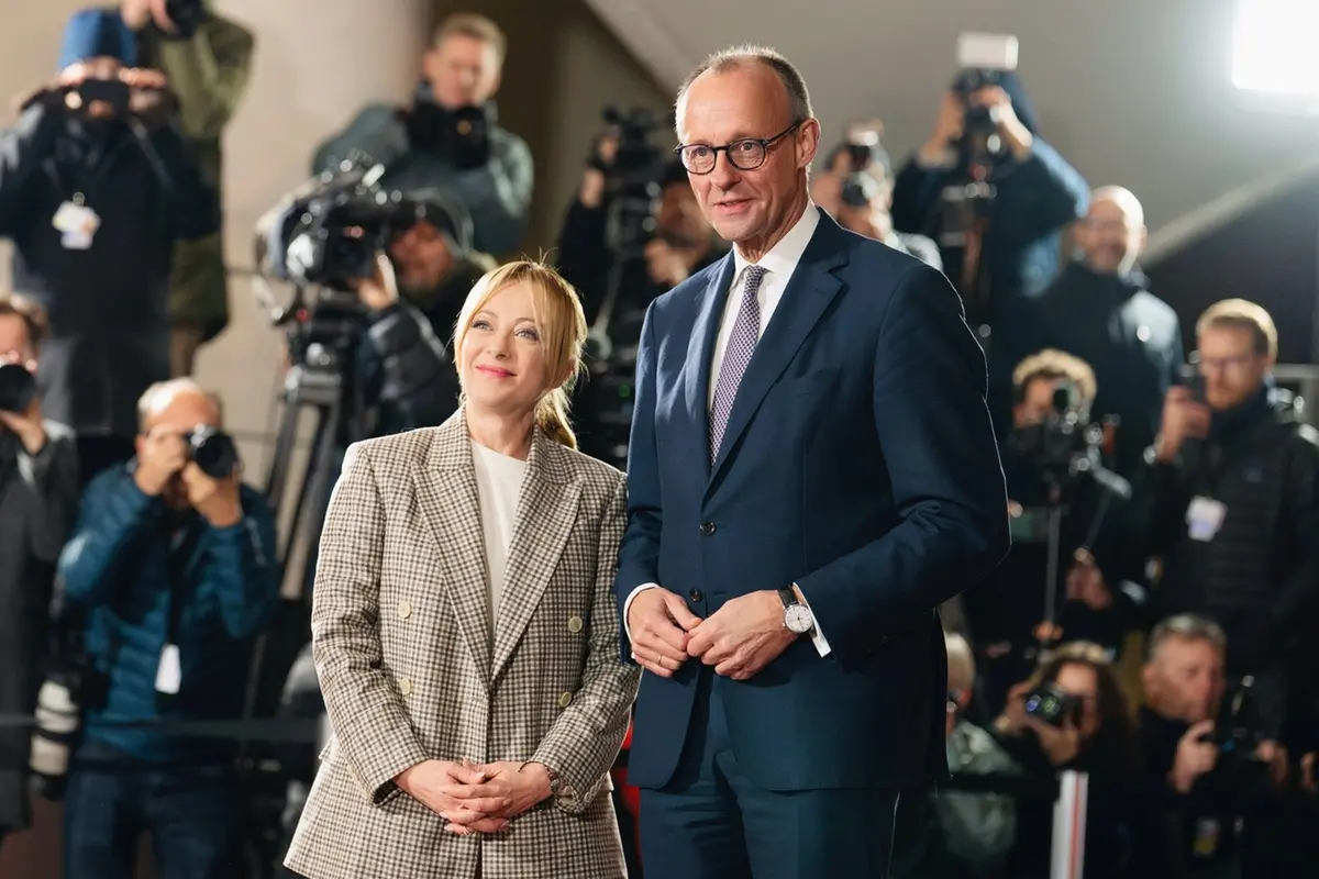 La Presidente del Consiglio Giorgia Meloni a Berlino per partecipare al Vertice dei leader sull’Ucraina, 15 Dicembre 2025, Berlino, GermaniaDISTRIBUTION FREE OF CHARGE - NOT FOR SALE - Obbligatorio citare la fonte LaPresse/Palazzo Chigi/Filippo Attili