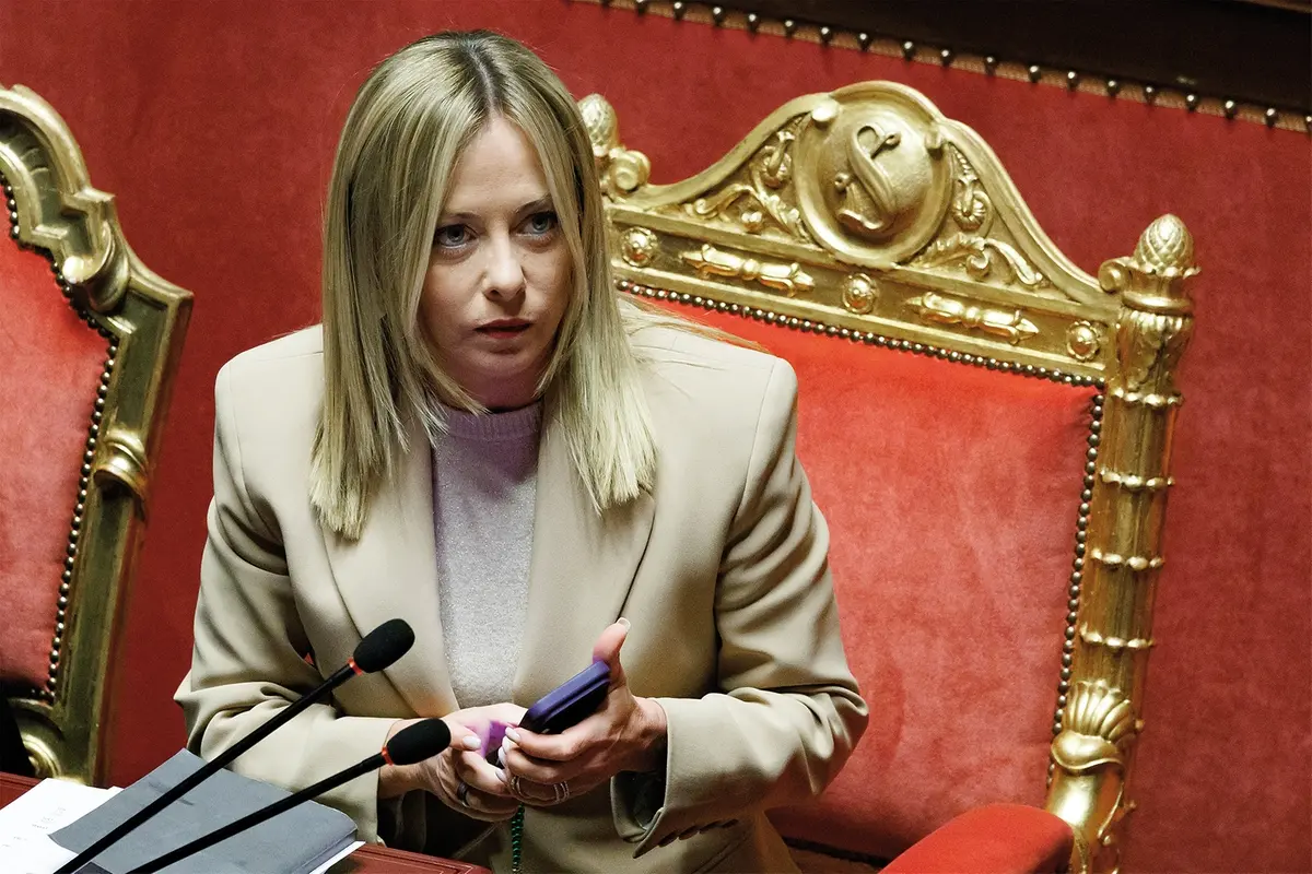 La presidente del Consiglio Giorgia Meloni nell\\u00E2\\u20AC\\u2122aula del Senato durante le comunicazioni in vista del prossimo Consiglio europeo del 23 e 24 ottobre, Roma, Mercoled\\u00C3\\u00AC 22 Ottobre 2025 (Foto Roberto Monaldo / LaPresse) Premier Giorgia Meloni addresses the Senate ahead of the upcoming European Council on 23 and 24 October, Rome, Wednesday, October 21, 2025 (Photo by Roberto Monaldo / LaPresse) , LAPRESSE