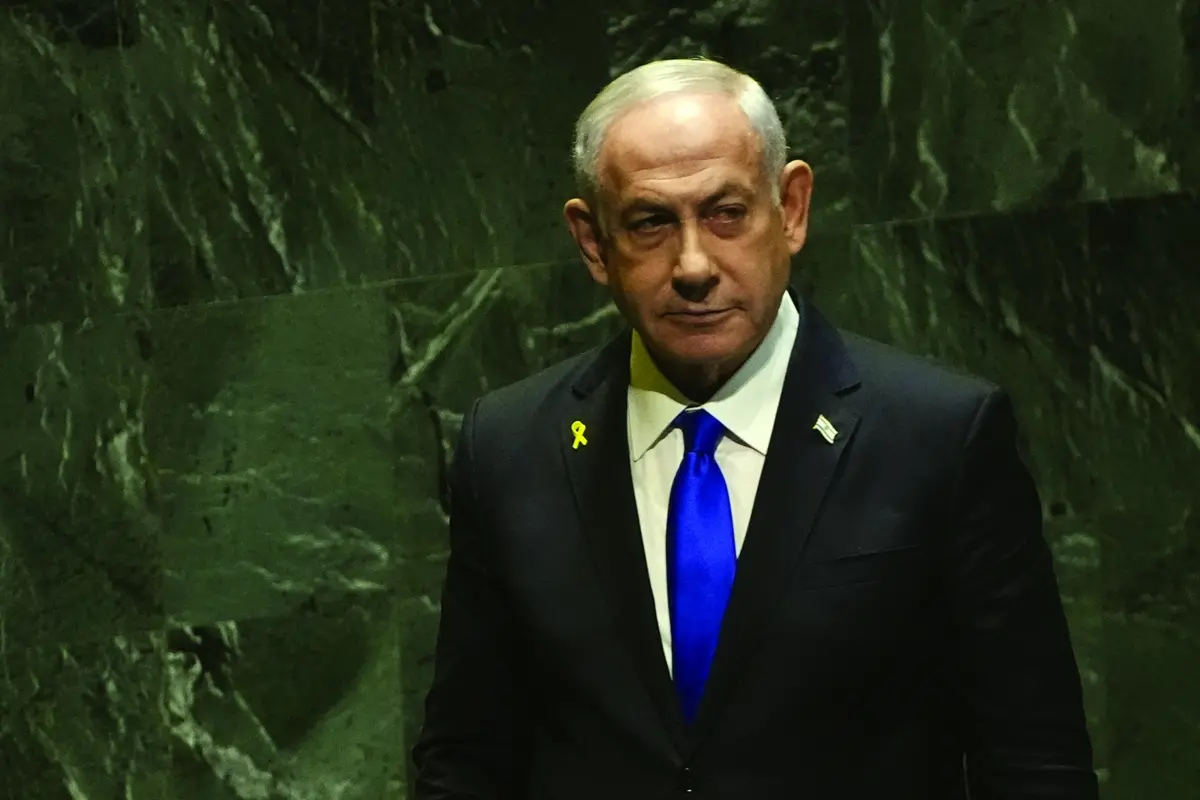 Prime Minister of Israel Benjamin Netanyahu addresses the 79th session of the United Nations General Assembly, Friday, Sept. 27, 2024. (AP Photo/Pamela Smith) Associated Press / LaPresse Only italy and Spain , APN