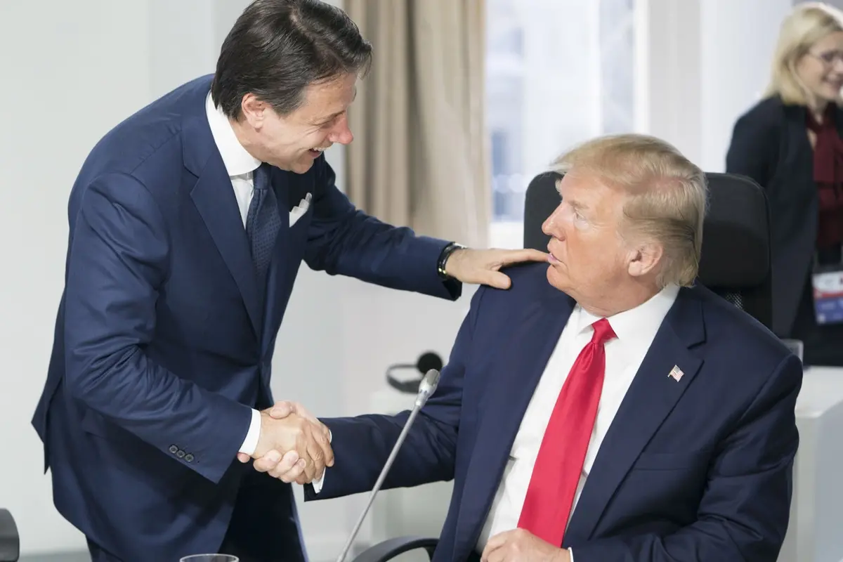 Giuseppe Conte e Donald Trump, vertice G7 di Biarritz - agosto 2019 , IMAGOECONOMICA