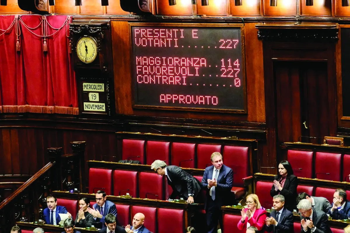 Risultato del voto sulla modifica del codice penale in materia di violenza sessuale e di libera manifestazione del consenso. Camera dei Deputati, Roma, Mercoled\\u00EC 19 Novembre 2025 (foto Mauro Scrobogna / LaPresse) Result of the vote on the amendment to the Criminal Code regarding sexual violence and the free expression of consent. Chamber of Deputies, Rome, Wednesday November 19 2025. (Photo by Mauro Scrobogna / LaPresse) , LAPRESSE