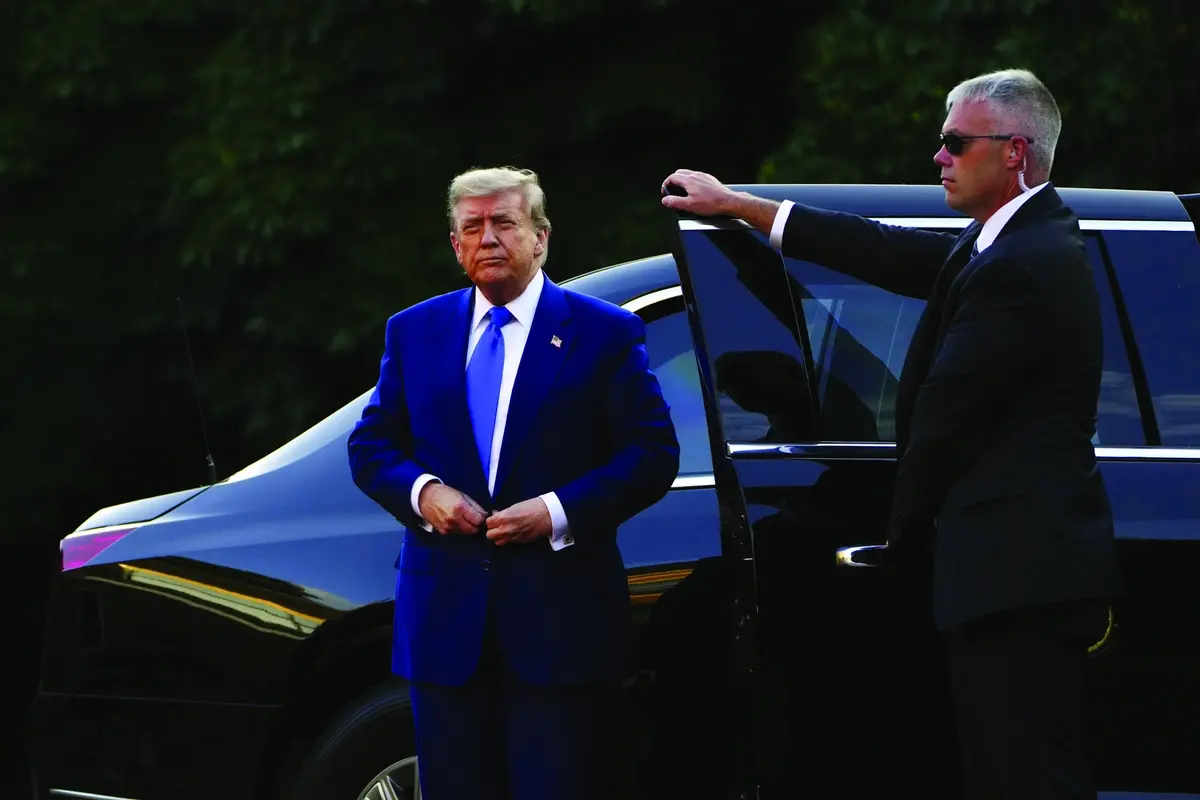 President Donald Trump arrives for a formal dinner at the Huis Ten Bosch Palace during the NATO Summit in The Hauge, Netherlands on Tuesday, June 24, 2025. (Sean Kilpatrick/The Canadian Press via AP) , APN