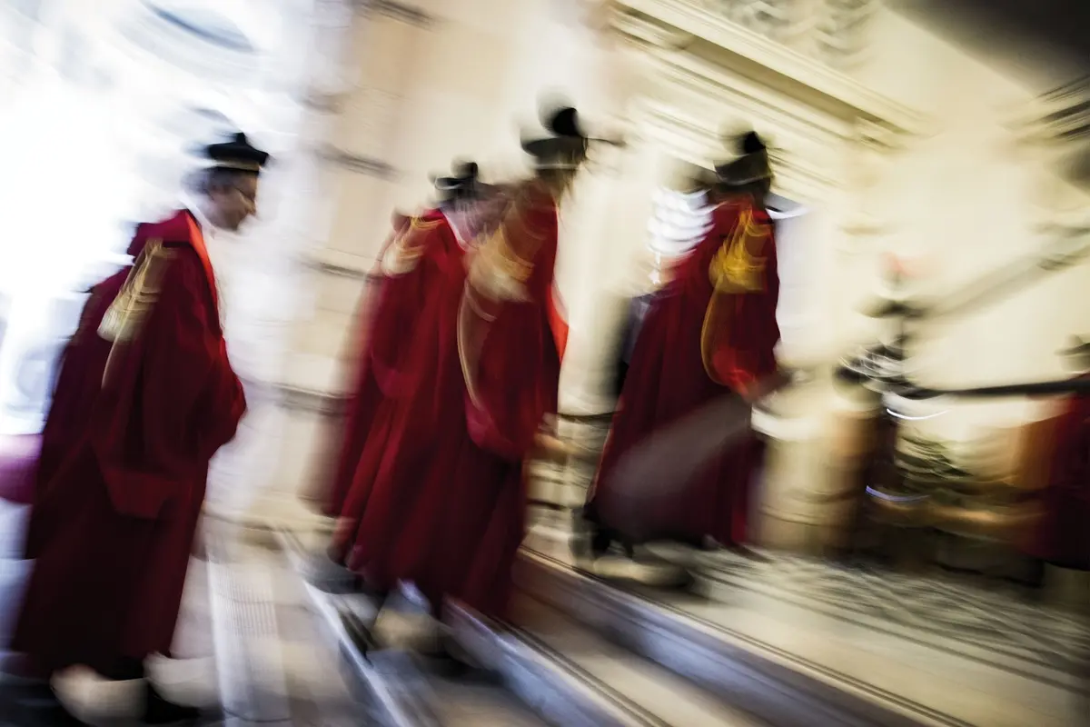 MAGISTRATI GIUSTIZIA INAUGURAZIONE ANNO GIUDIZIARIO DELLA CORTE DI CASSAZIONE MAGISTRATO TOGA TOGHE ROSSA ROSSE ERMELLINO MAGISTRATURA , IMAGOECONOMICA