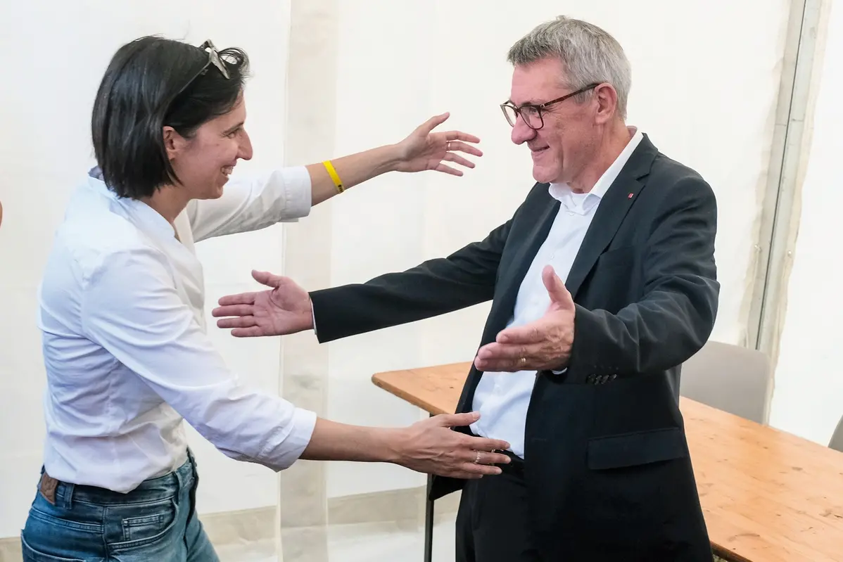 Nella foto, la segretaria PD Elly Schlein con il segretario CGIL Maurizio Landini , LaPresse