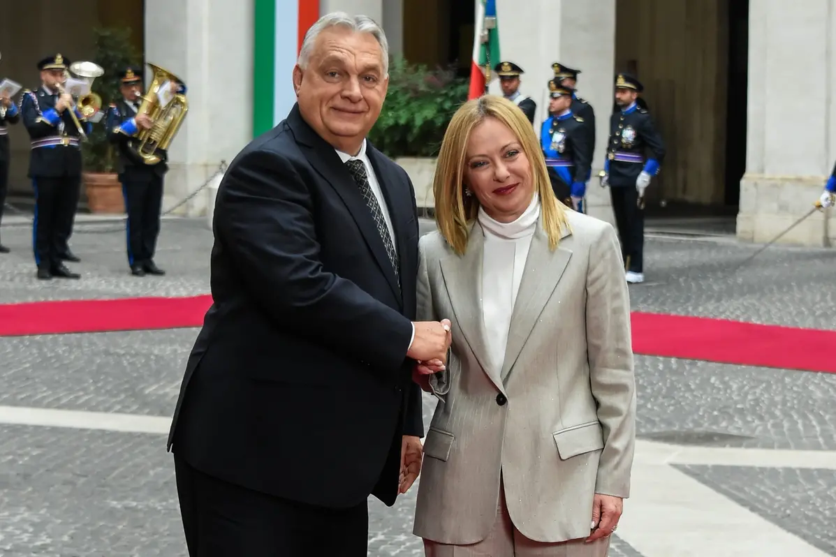 VIKTOR ORBAN PRIMO MINISTRO UNGHERIA, LA PRESIDENTE DEL CONSIGLIO GIORGIA MELONI , IMAGOECONOMICA