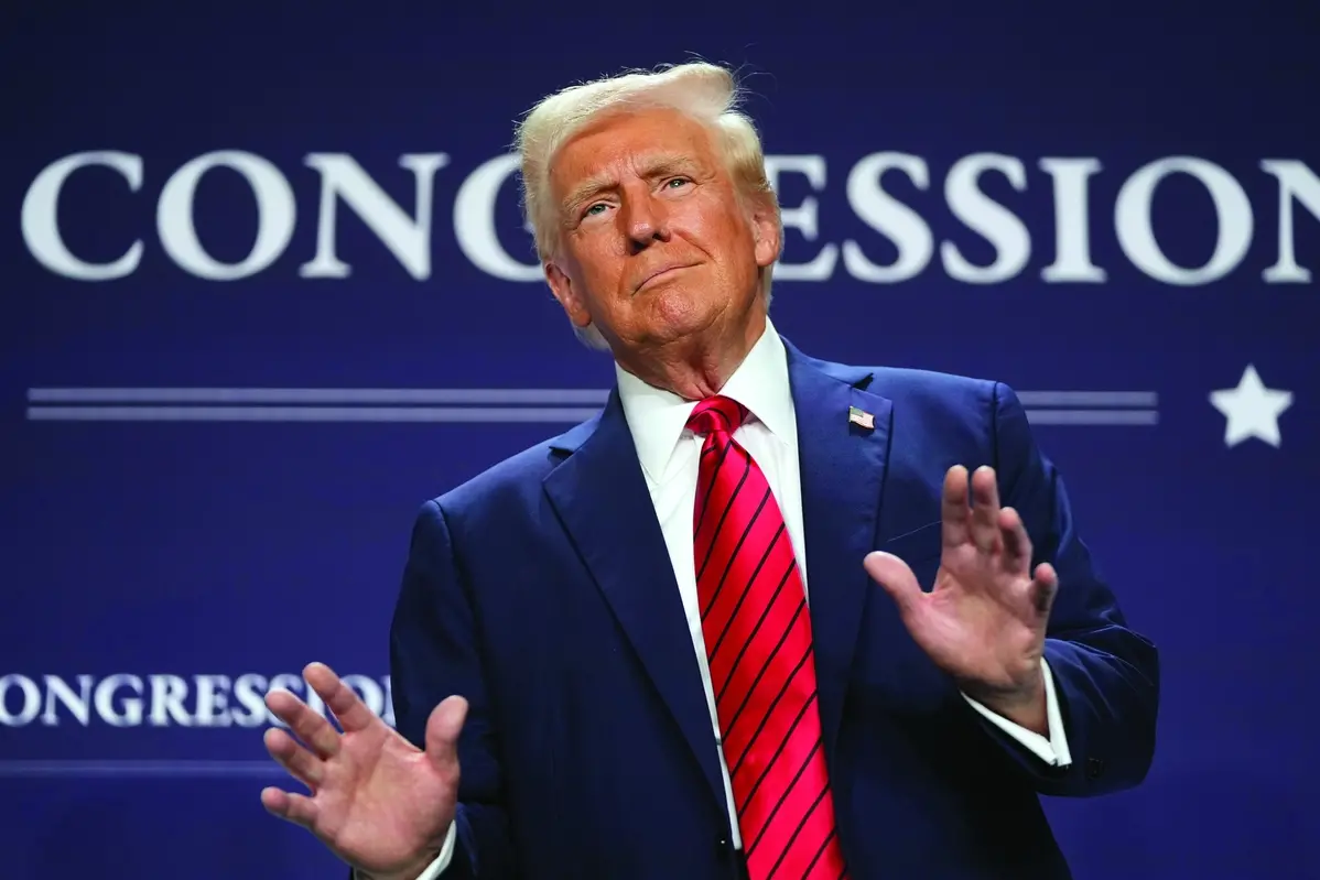 President Donald Trump arrives to speak at the 2025 House Republican Members Conference Dinner at Trump National Doral Miami in Doral, Fla., Monday, Jan. 27, 2025. (AP Photo/Mark Schiefelbein) Associated Press / LaPresse Only italy and Spain , APN