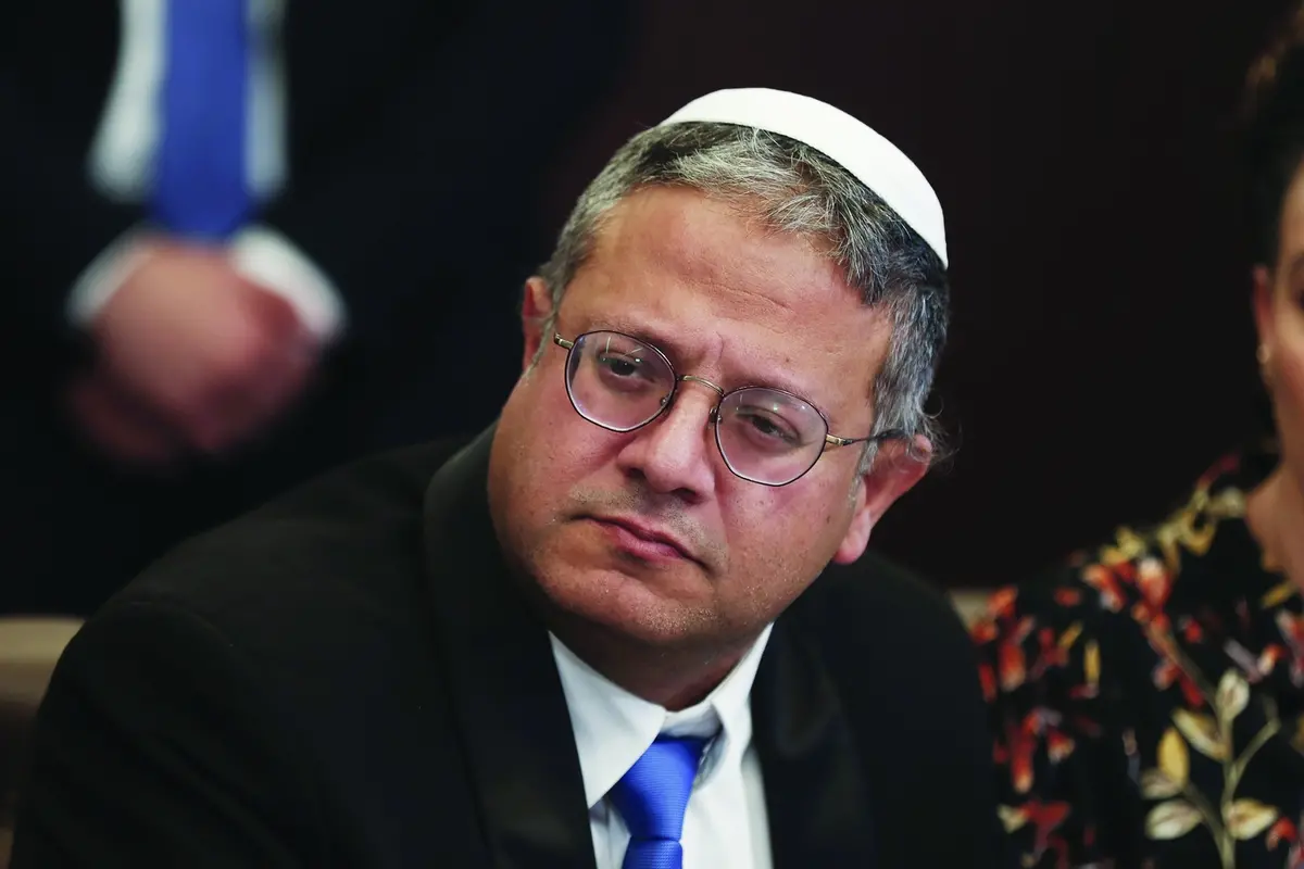 FILE - Itamar Ben-Gvir, the minister of national security in Benjamin Netanyahu\\'s new government, attends a weekly cabinet meeting on Jan. 3, 2023, in Jerusalem. (Atef Safadi/Pool Photo via AP, File) , APN