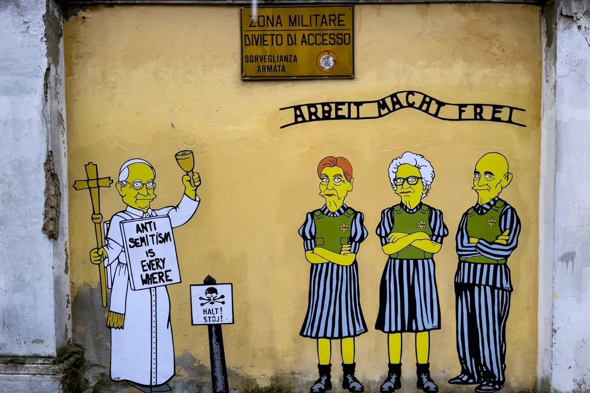 Giornata della Memoria - Il Murale di aleXsandro Palombo con Papa Francesco, Edyth Bruck, Liliana Segre e Sami Modiano , UFFICIO STAMPA