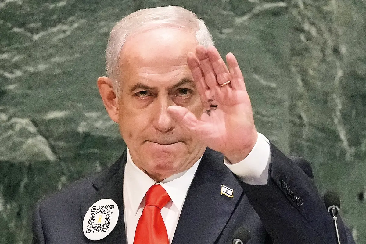 Israel Prime Minister Benjamin Netanyahu finishes his address to the 80th session of the United Nations General Assembly, Friday, Sept. 26, 2025. (AP Photo/Richard Drew) Associated Press/LaPresse , AP