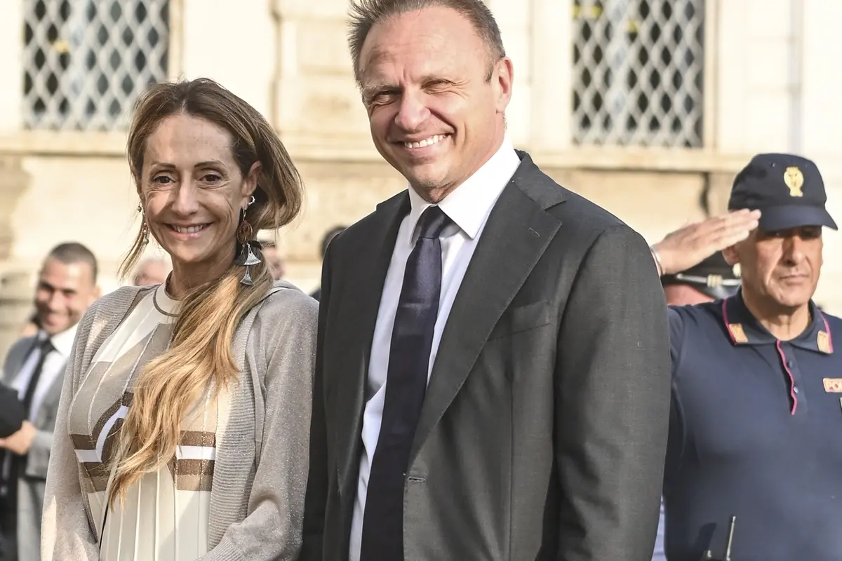 FRANCESCO LOLLOBRIGIDA MINISTRO CON LA MOGLIE ARIANNA MELONI , IMAGOECONOMICA