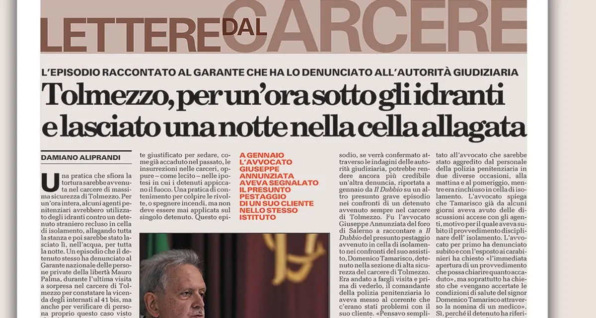 Tolmezzo, il Garante conferma: usati idranti contro un detenuto