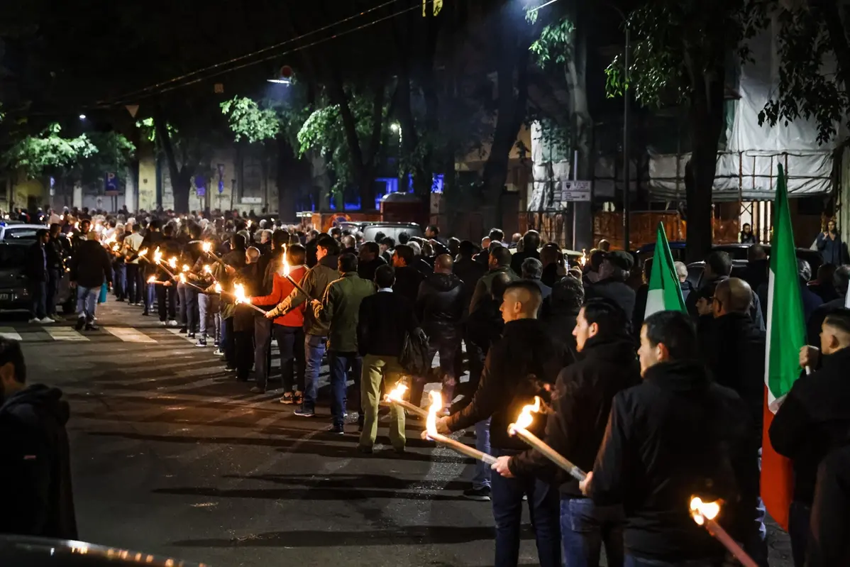 La commemorazione di Sergio Ramelli a Milano. Nella foto: Un momento della commemorazione (LaPresse) , LAPRESSE