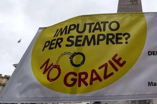 Un\\u2019immagine della manifestazione contro la riforma della prescrizione organizzata davanti a Montecitorio dall\\u2019Unione Camere penali lo scorso 28 gennaio