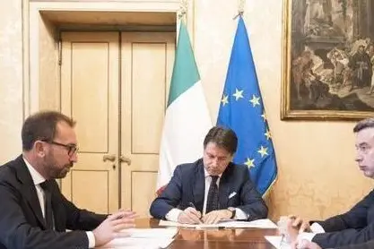 Uno dei vertici di maggioranza sulla prescrizione, con Alfonso Bonafede, Giuseppe Conte, Andrea Orlando e Andrea Giorgis