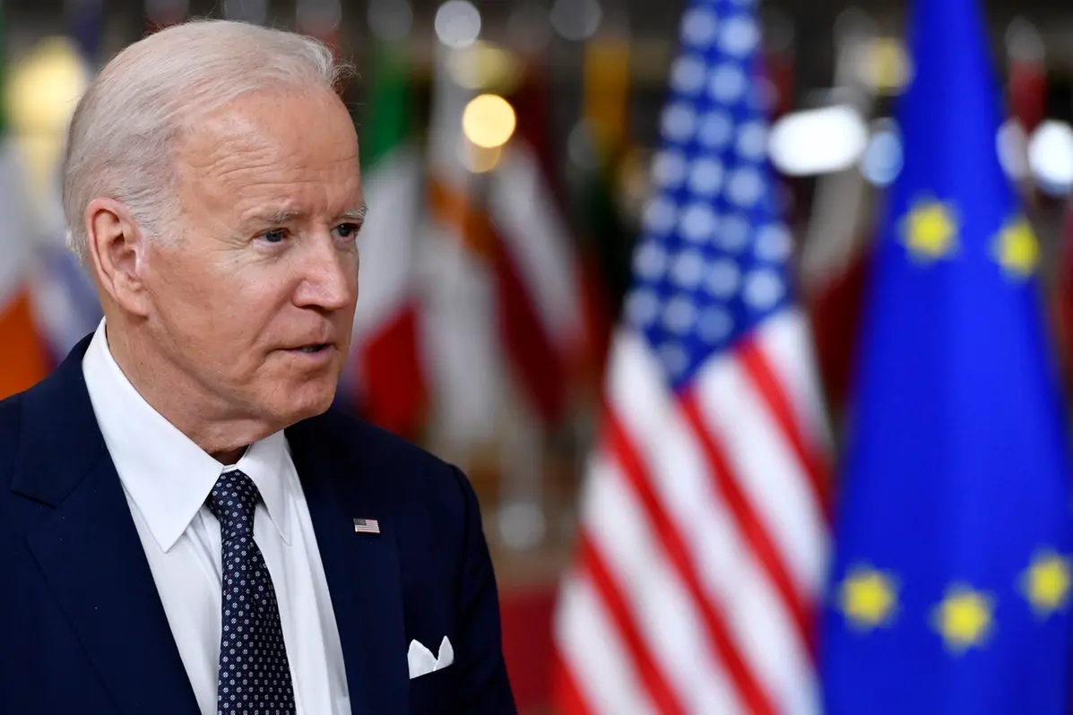 U.S. President Joe Biden arrives for an EU summit at the European Council building in Brussels, Thursday, March 24, 2022. As the war in Ukraine grinds into a second month, President Joe Biden and Western allies are gathering to chart a path to ramp up pressure on Russian President Vladimir Putin while tending to the economic and security fallout that\\'s spreading across Europe and the world. (AP Photo/Geert Vanden Wijngaert) , APN