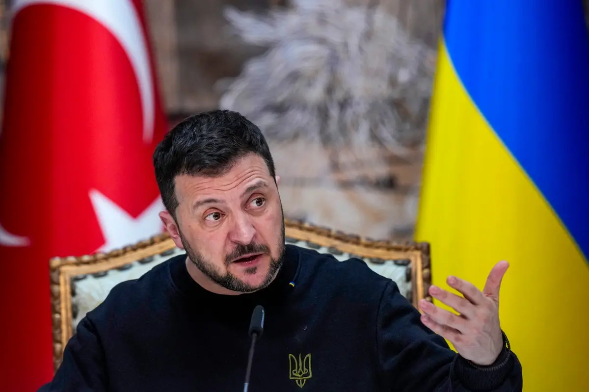 Il presidente dell\\'Ucraina Zelensky (Associated Press/LaPresse) , APN