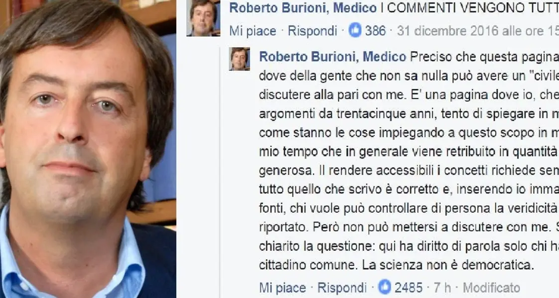 Burioni: «Basta bufale sui vaccini, la scienza non può essere democratica»