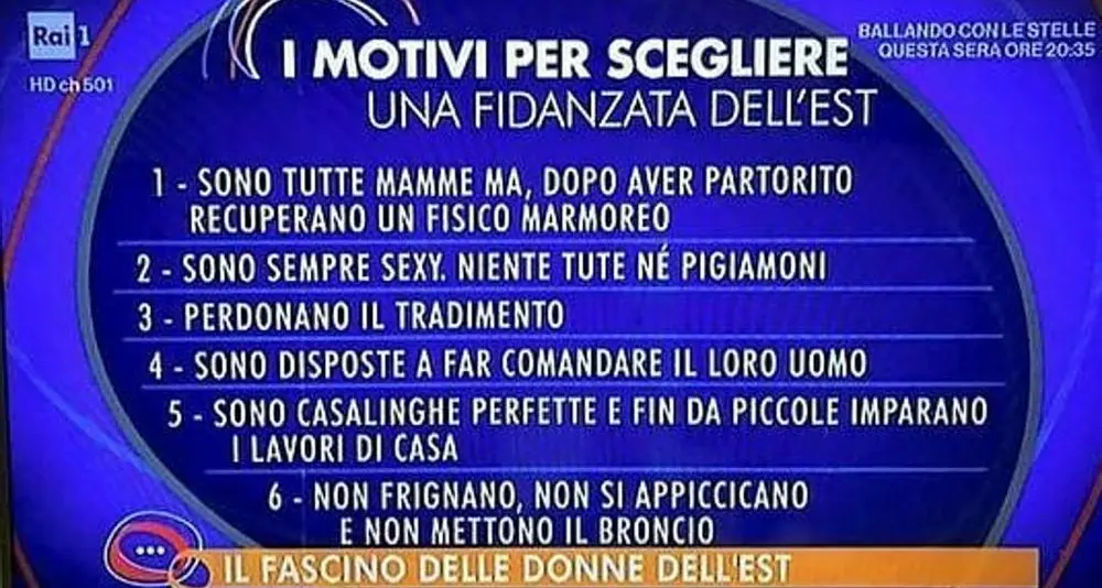 «Sono meglio le donne dell'est» Bufera sulla Rai che poi si scusa