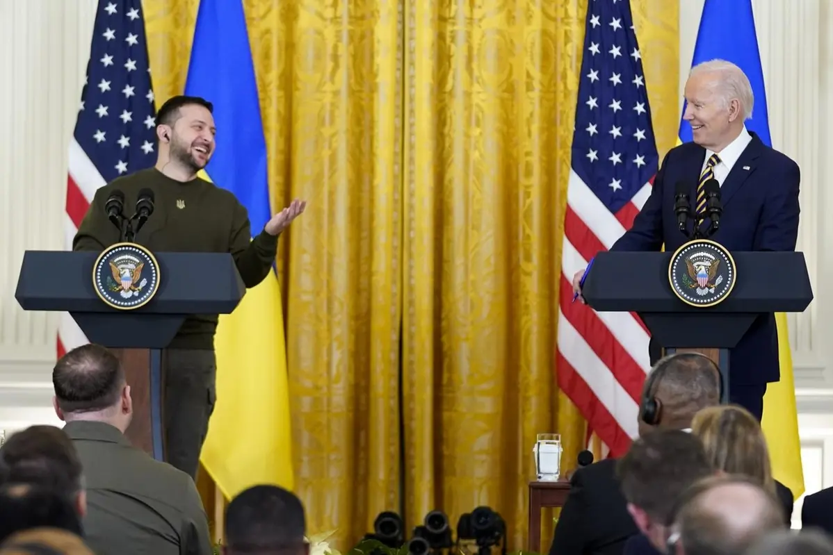 Zelensky e Biden durante l\\'incontro alla Casa Bianca