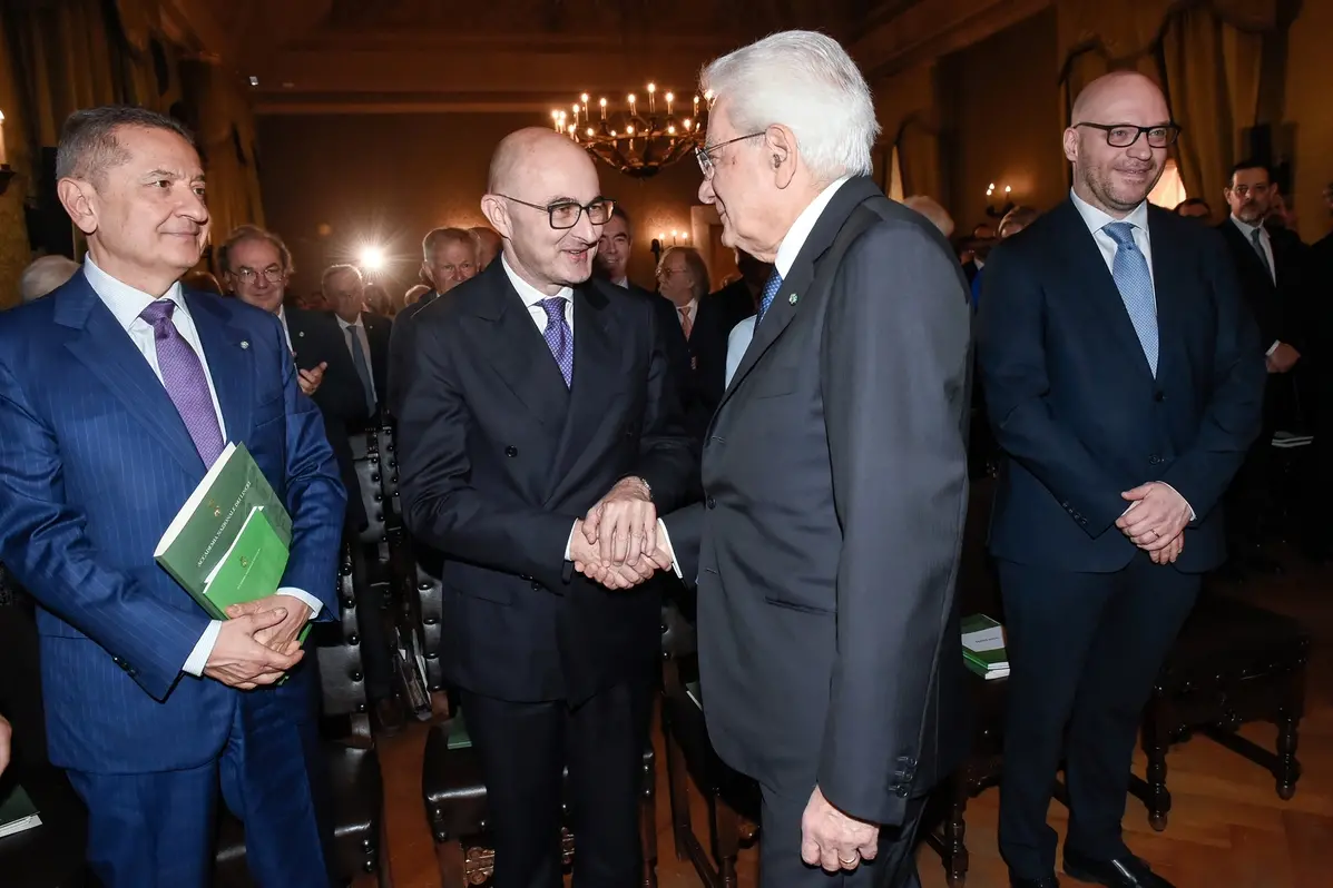 FABIO PANETTA GOVERNATORE BANCA D\\'ITALIA, FABIO PINELLI VICEPRESIDENTE CSM, LORENZO FONTANA PRESIDENTE CAMERA DEI DEPUTATI, SERGIO MATTARELLA PRESIDENTE DELLA REPUBBLICA , IMAGOECONOMICA