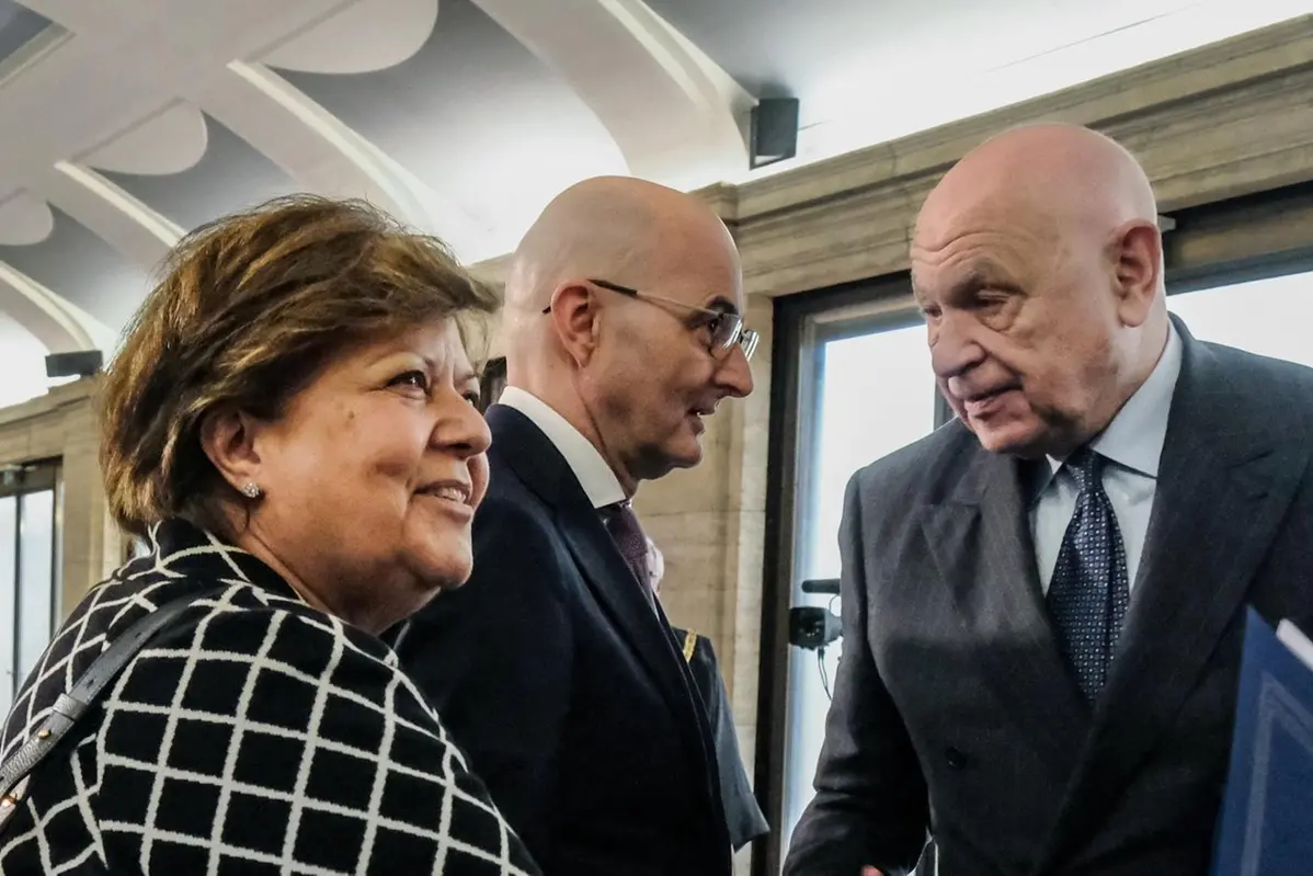 La Presidente della Corte di Cassazione Margherita Cassano, il vicepresidente del Csm Fabio Pinelli, il Ministro della Giustizia Carlo Nordio