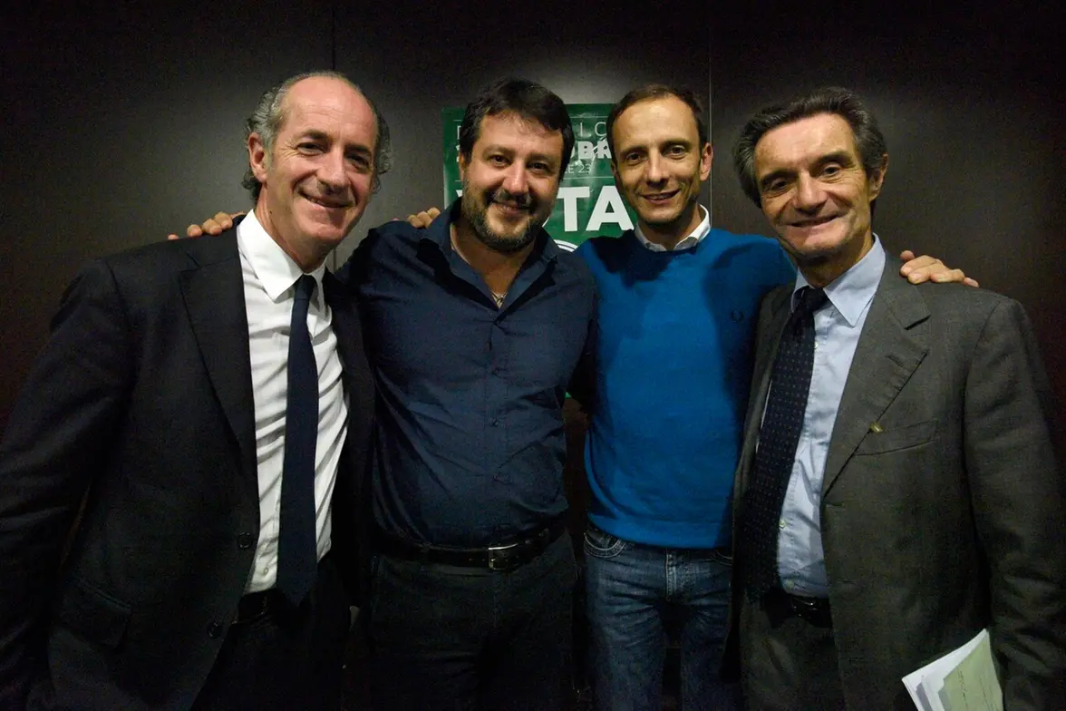 Nella foto: Luca Zaia, Matteo Salvini, Massimiliano Fedriga, Attilio Fontana , LAPRESSE