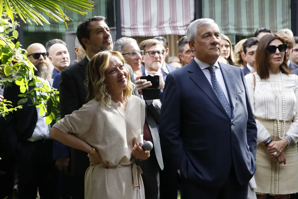 MATTEO SALVINI POLITICO GIORGIA MELONI PRESIDENTE DEL CONSIGLIO ANTONIO TAJANI POLITICO , IMAGOECONOMICA