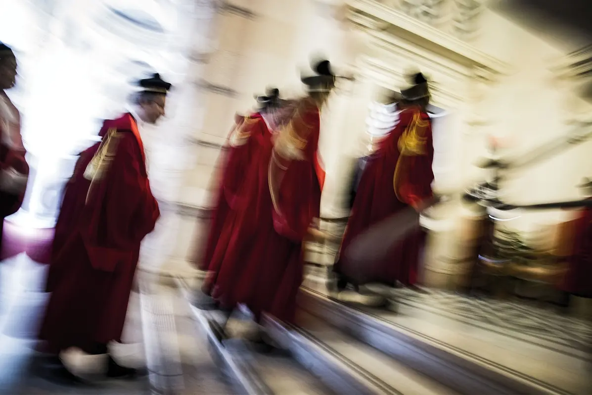 MAGISTRATI GIUSTIZIA INAUGURAZIONE ANNO GIUDIZIARIO DELLA CORTE DI CASSAZIONE MAGISTRATO TOGA TOGHE ROSSA ROSSE ERMELLINO MAGISTRATURA , IMAGOECONOMICA