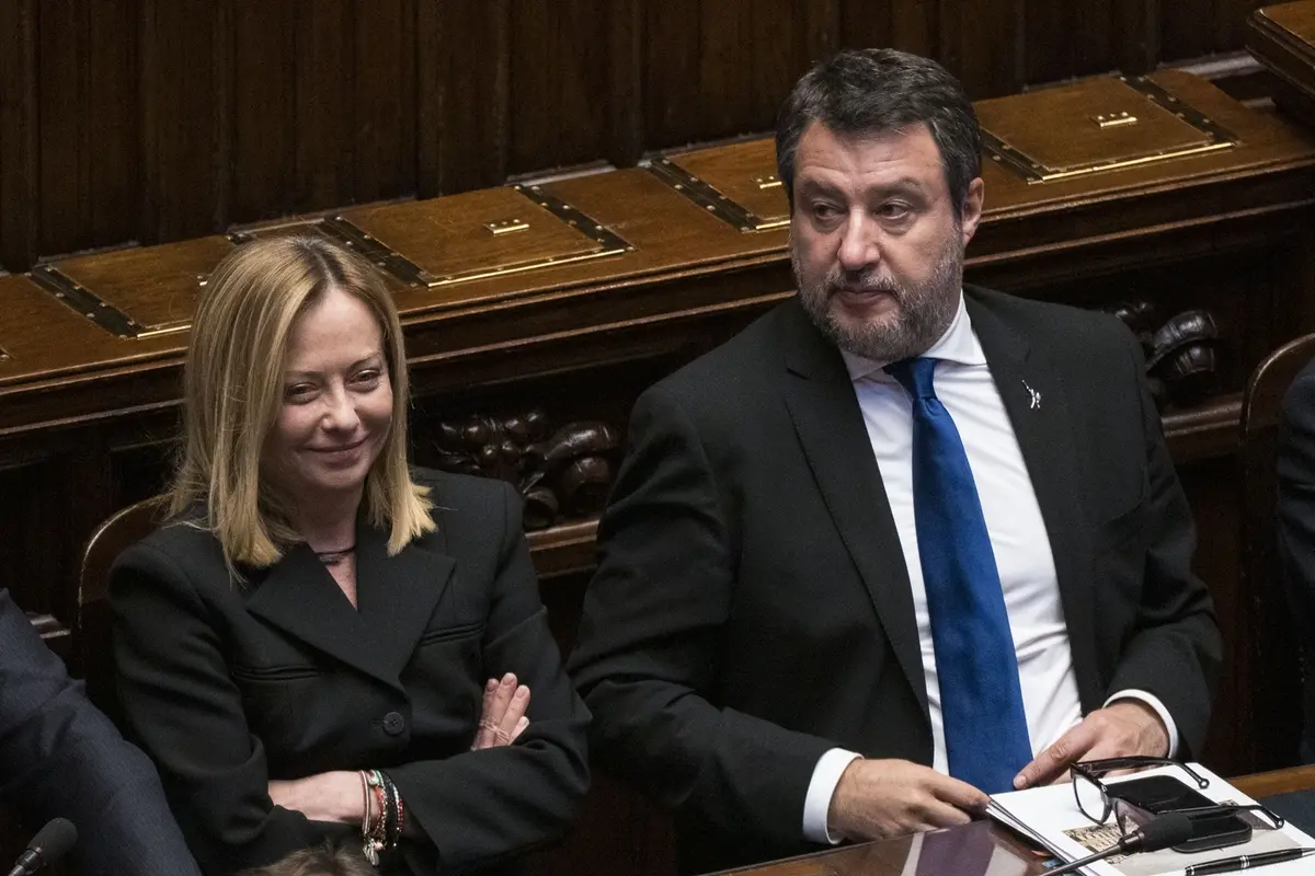 GIORGIA MELONI E MATTEO SALVINI , IMAGOECONOMICA