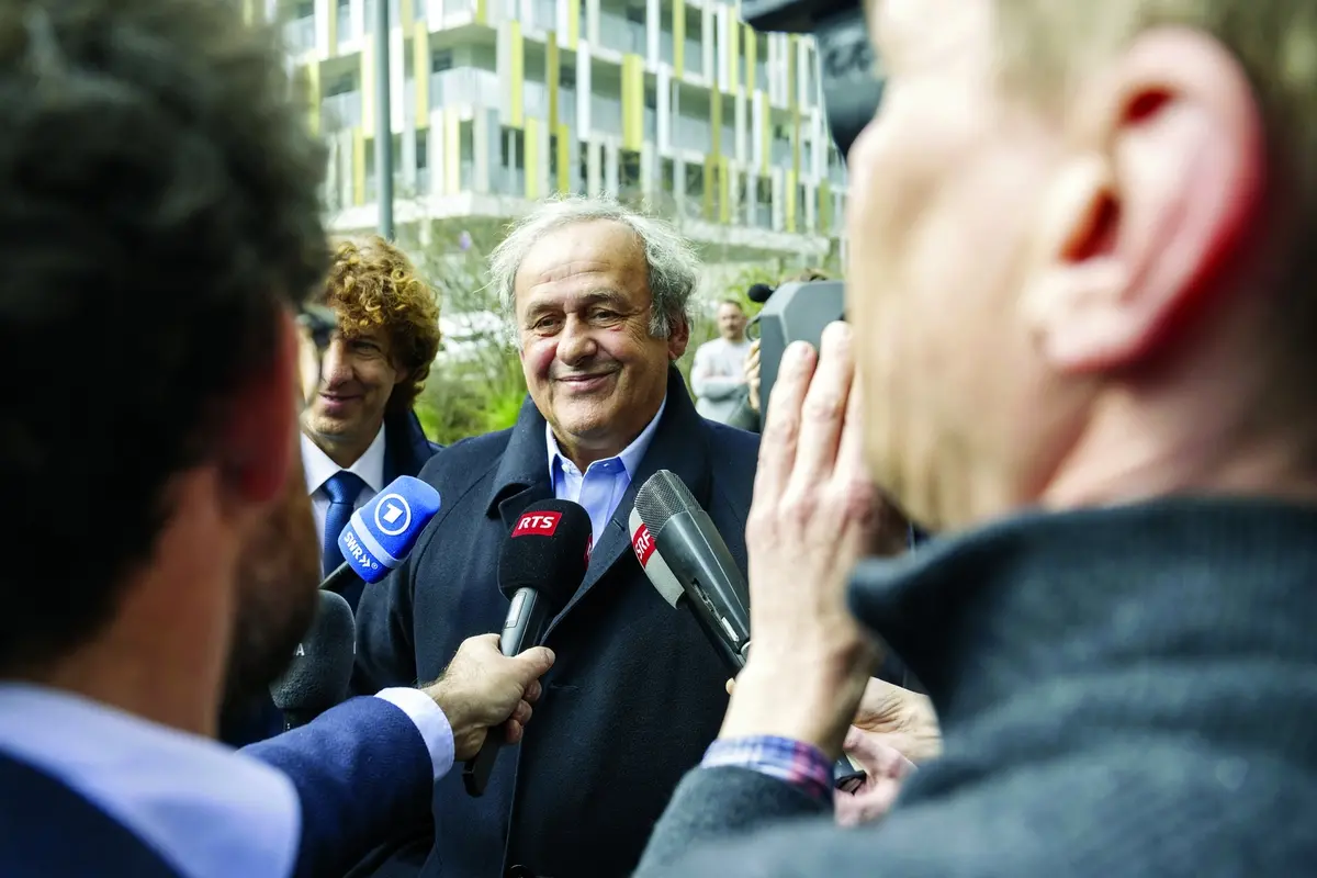 Former UEFA President, Michel Platini after the verdict at the special appeals court, in Muttenz, Switzerland, Tuesday, March 25, 2025. (Urs Flueeler/Keystone via AP) Associated Press / LaPresse Only italy and spain , APS