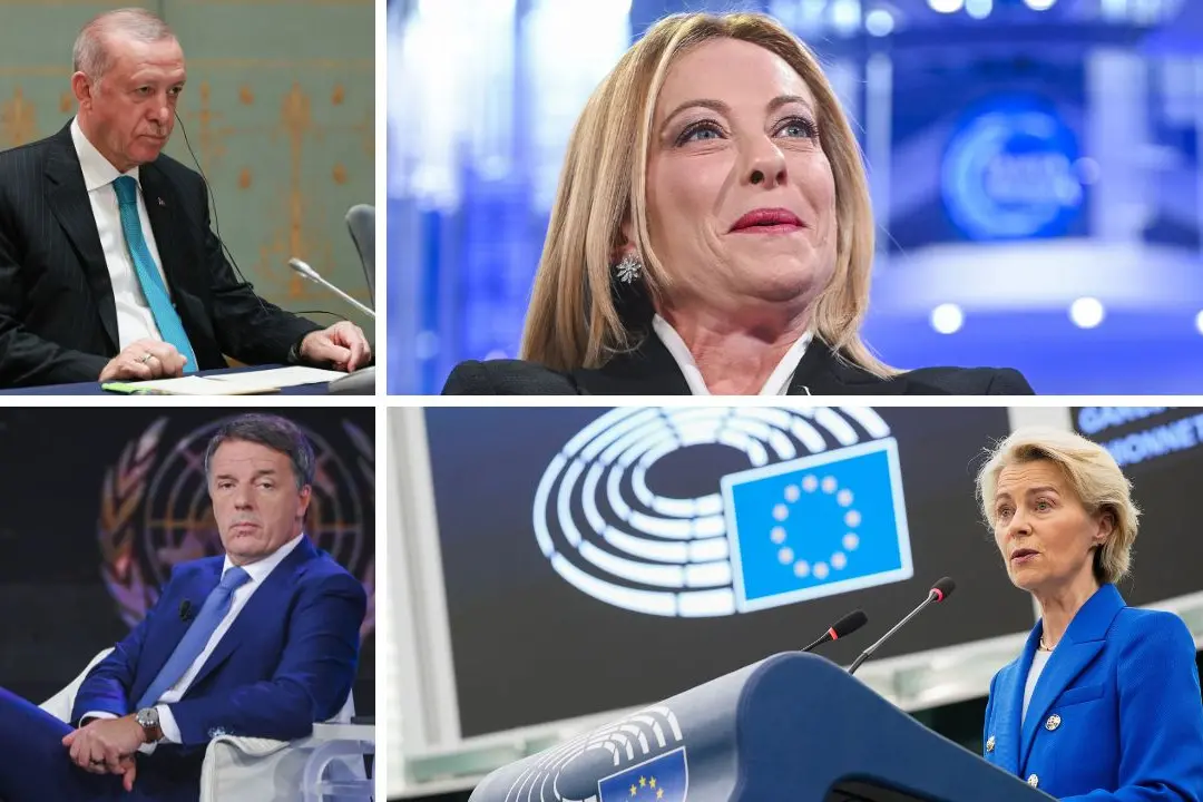 Nella foto Erdogan, Meloni, Renzi e von der Leyen
