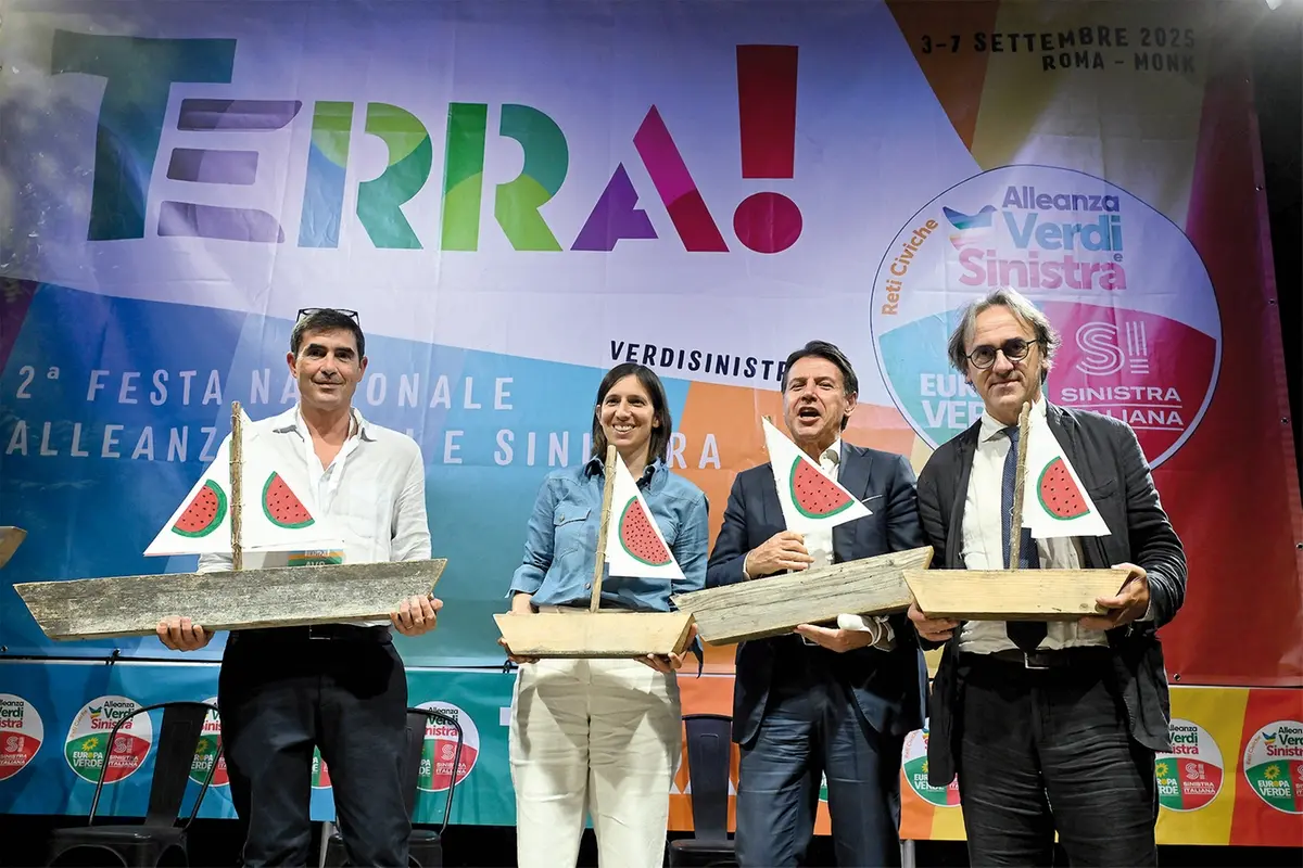 NICOLA FRATOIANNI, ELLY SCHLEIN, GIUSEPPE CONTE E ANGELO BONELLI POLITICO , IMAGOECONOMICA