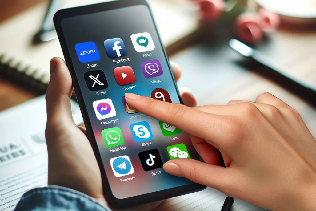 APP SOCIAL APPLICAZIONE APPLICAZIONI COMUNICAZIONE SMARTPHONE INTERNET TELEFONO CELLULARE GENERATE AI IA NETWORKING DI USO COMUNE NETWORK , IMAGOECONOMICA