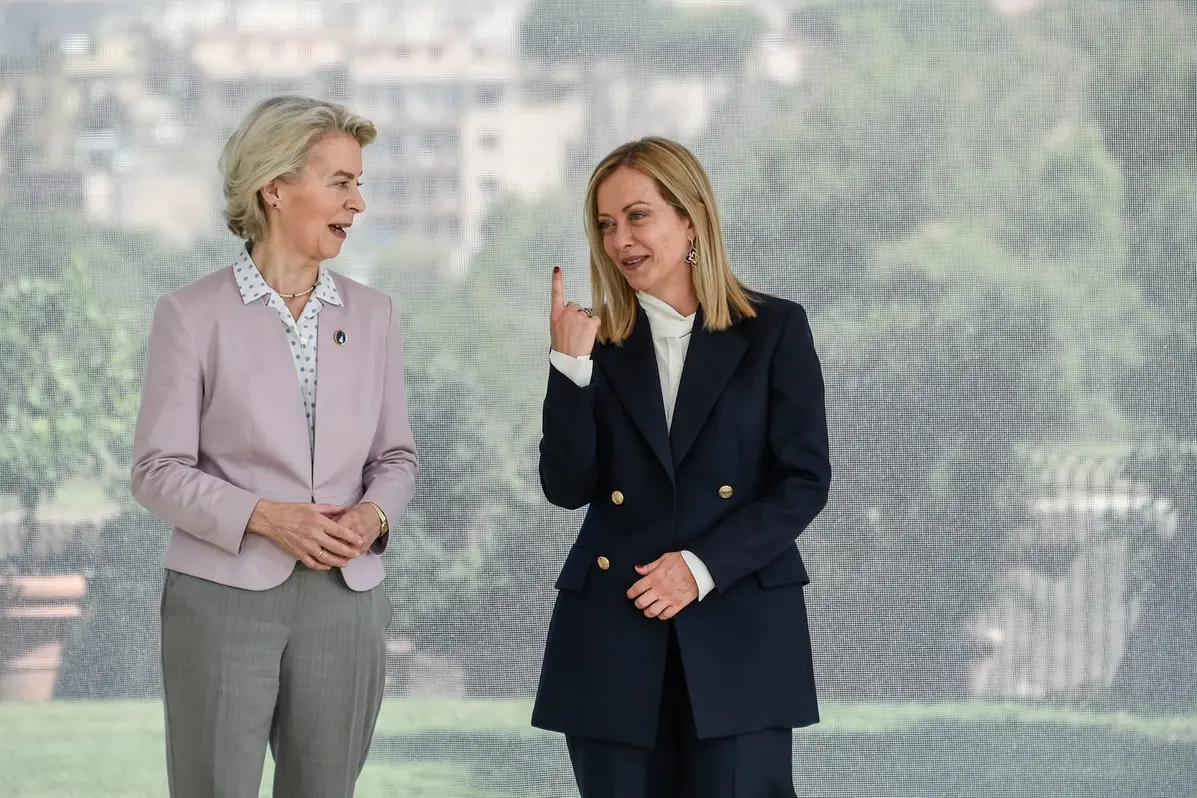 URSULA VON DER LEYEN PRESIDENTE COMMISSIONE EUROPEA, LA PRESIDENTE DEL CONSIGLIO GIORGIA MELONI , IMAGOECONOMICA