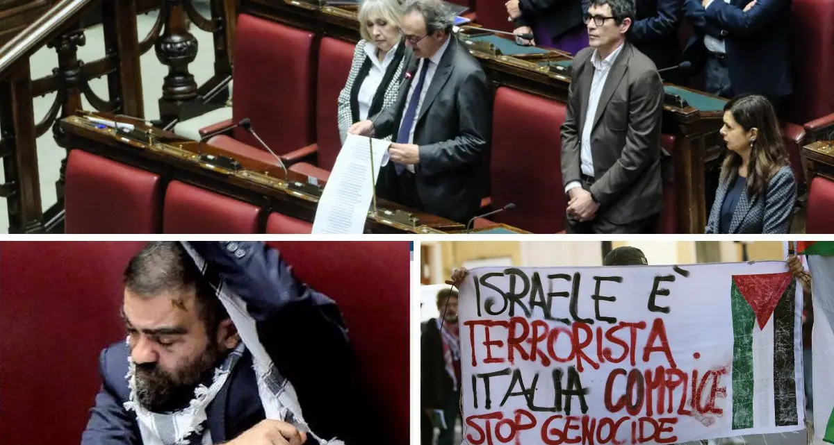 Kefie, slogan e interventi in arabo. Bagarre alla Camera sulla Palestina
