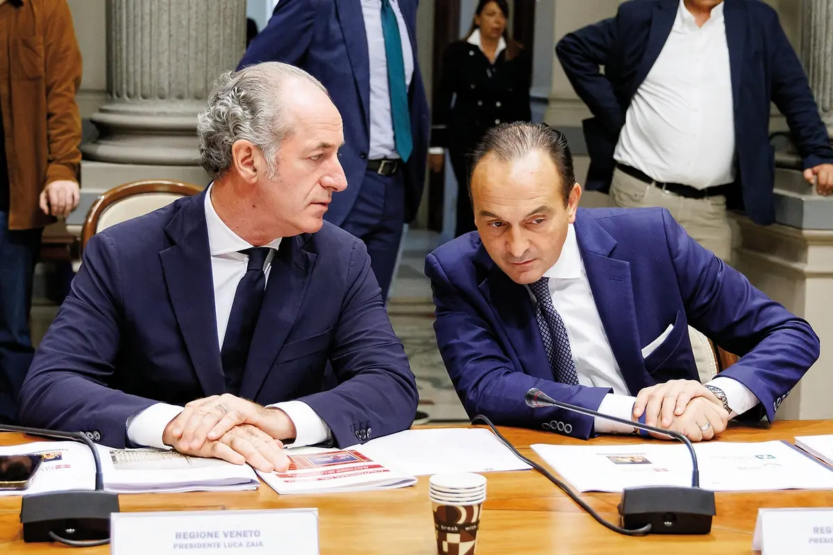 Luca Zaia e Alberto Cirio durante la prima riunione con i governatori delle regioni che hanno richiesto la procedura per l\\u2019avvio dell\\u2019Autonomia differenziata , LAPRESSE