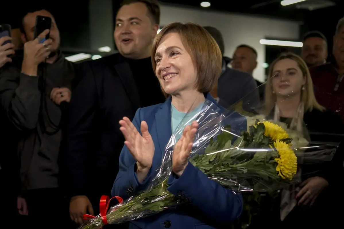 Il presidente moldavo Maia Sandu durante le elezioni presidenziali a Chisinau, in Moldavia