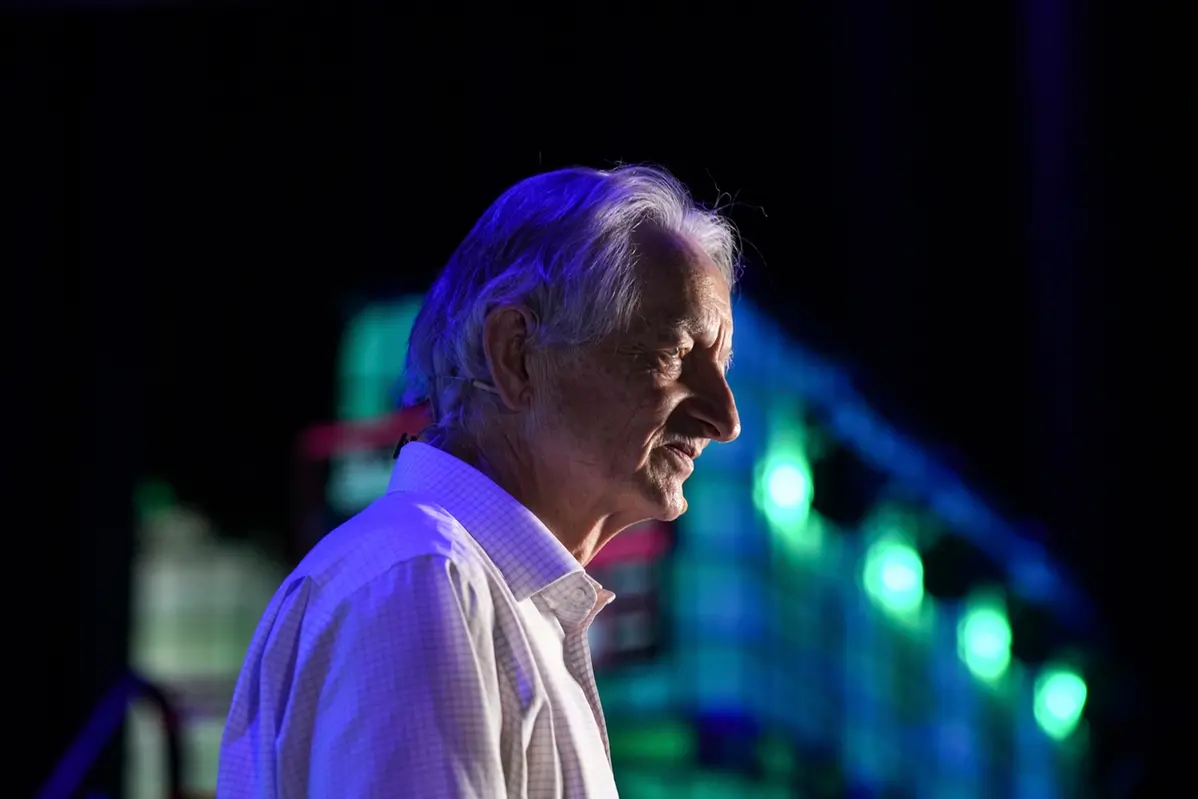 FILE - Artificial intelligence pioneer Geoffrey Hinton is photographed backstage at the Collision Conference in Toronto, Wednesday, June 19, 2024. (Chris Young/The Canadian Press via AP, File) , APN